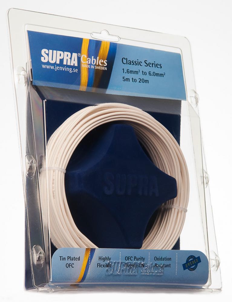 Supra Classic 2x4.0mm2 valkoinen kaiutinjohto, 10m paketti