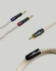 Premium mono 3.5 mm - 2.5 mm balansoitu PCUHD kuulokekaapeli, hopeoitu